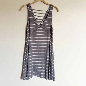 Socialite Swing Tank Dress White Striped Size Large